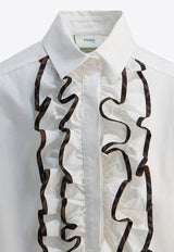 Fendi Kids Boys Ruffled Buttoned Shirt White