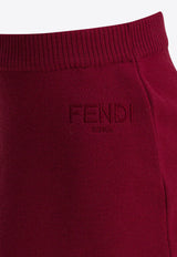 Fendi Kids Girls Embroidered Mini Skirt Burgundy JFG234AUKUF1SAY_f51cf821-58de-4a00-ac0b-b175f5117ff3