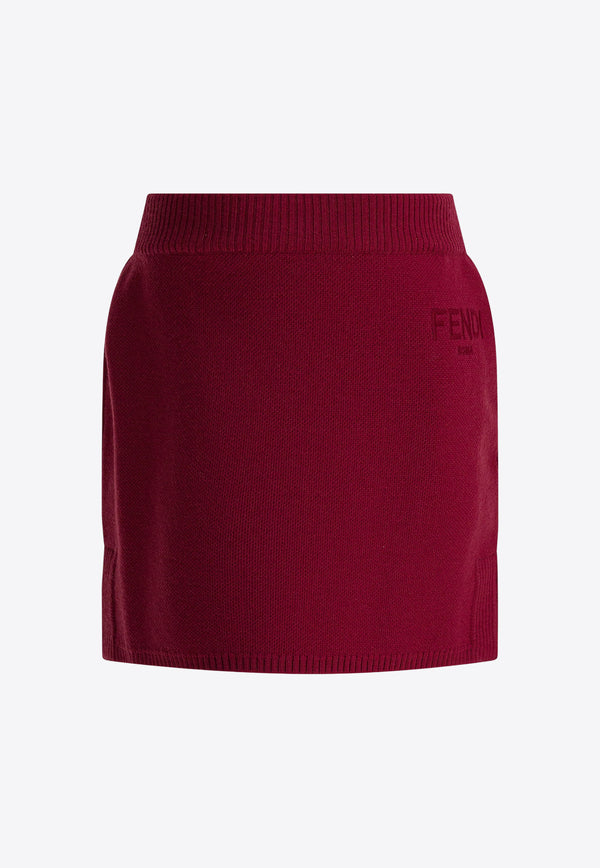 Fendi Kids Girls Embroidered Mini Skirt Burgundy JFG234AUKUF1SAY_f51cf821-58de-4a00-ac0b-b175f5117ff3