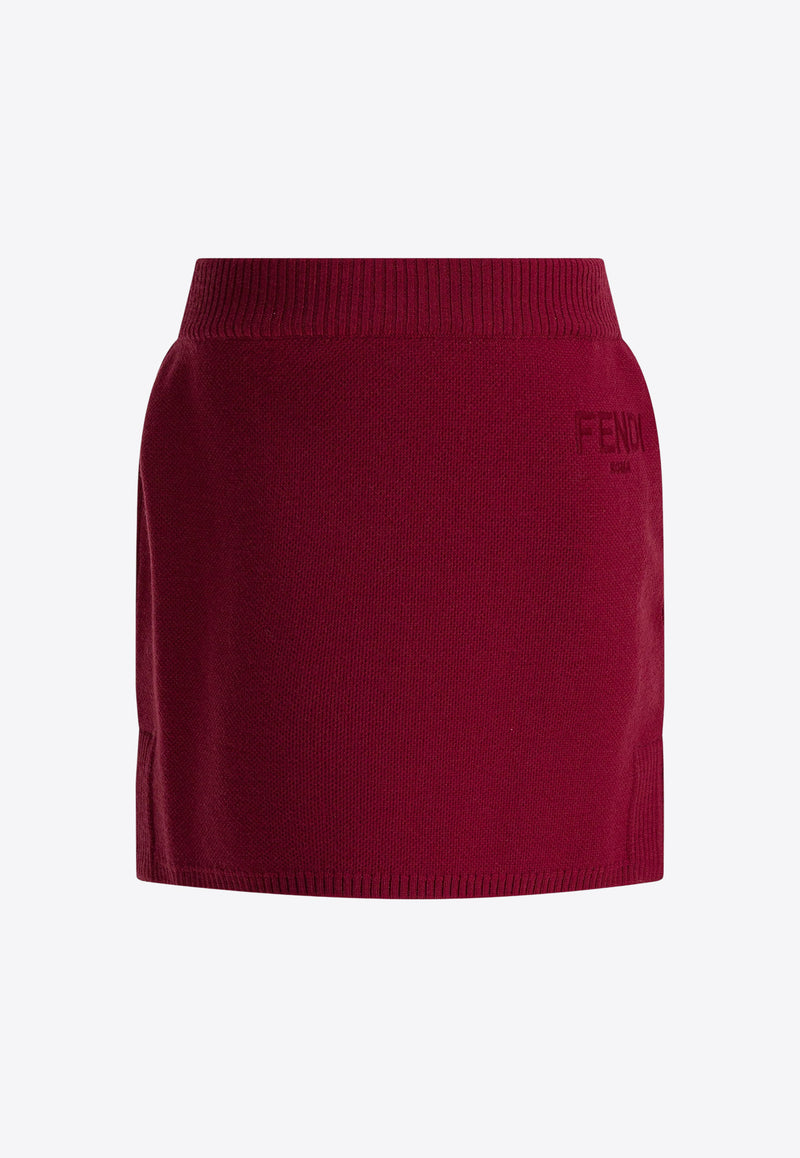 Fendi Kids Girls Embroidered Mini Skirt Burgundy JFG234AUKUF1SAY_f51cf821-58de-4a00-ac0b-b175f5117ff3