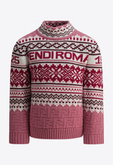 Fendi Kids Girls Patterned Wool Sweater Pink JFG235AYMSF1T6P_15c474da-e931-4e8b-8f05-796f2e925cac