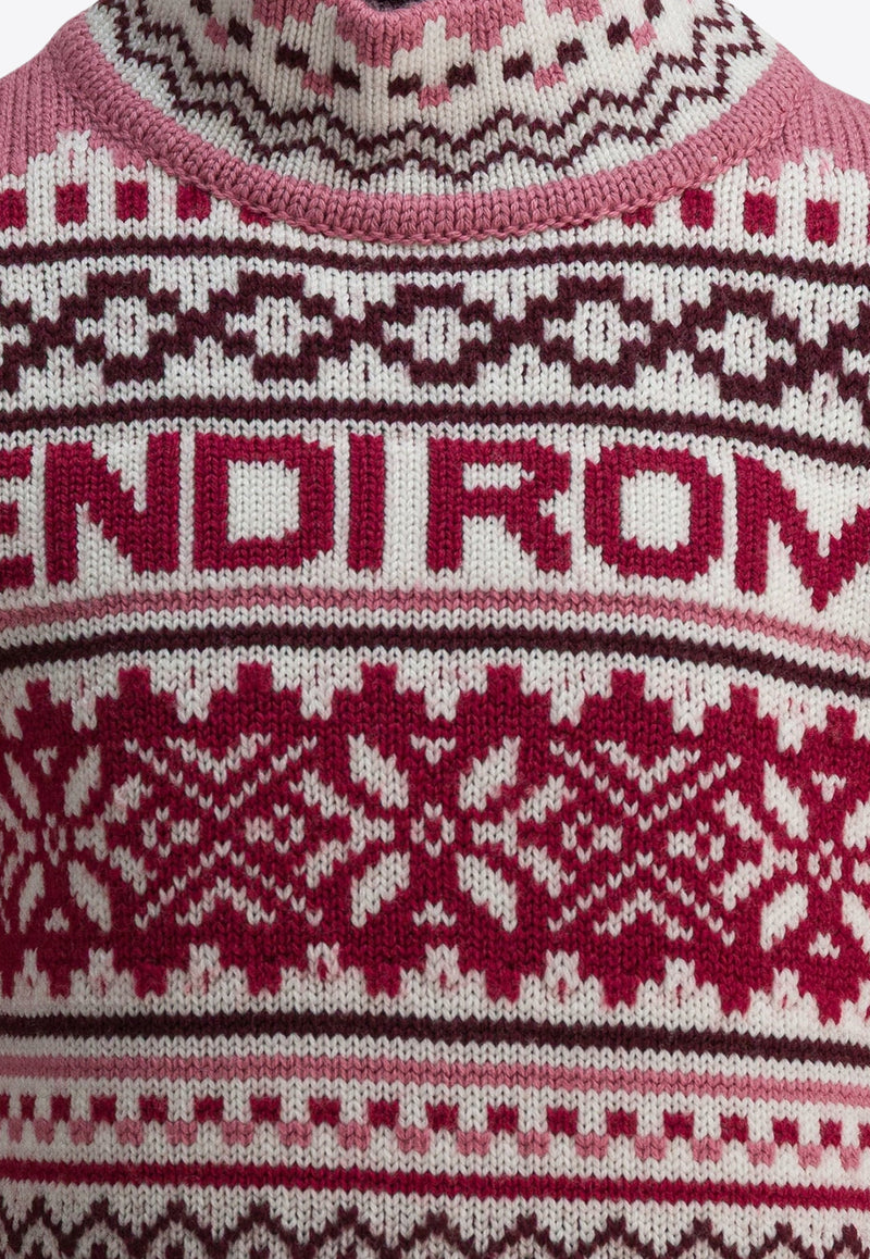 Fendi Kids Girls Patterned Wool Sweater Pink JFG235AYMSF1T6P_15c474da-e931-4e8b-8f05-796f2e925cac