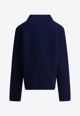 Fendi Kids Girls Buttoned Polo Sweater Blue