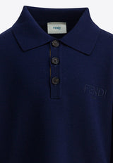Fendi Kids Girls Buttoned Polo Sweater Blue