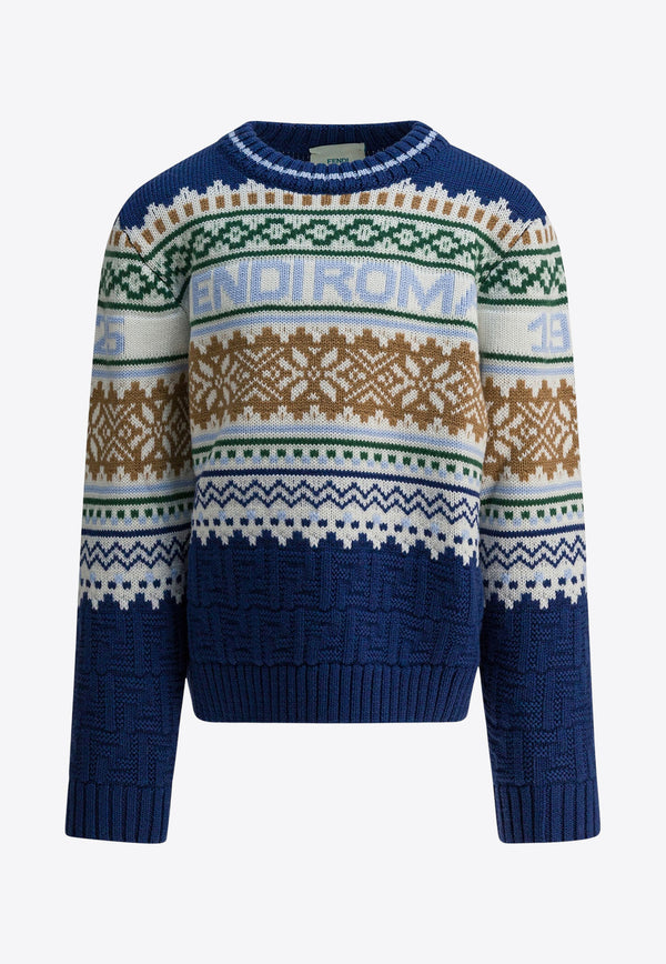 Fendi Kids Girls Patterned Wool Sweater Multicolor JMG135AYMSF1I11_f67c467f-c6b4-4de9-8a4a-c50c221c2398