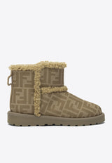 Fendi Kids Girls Monogram Ankle Boots Brown