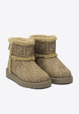 Fendi Kids Girls Monogram Ankle Boots Brown