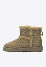 Fendi Kids Girls Monogram Ankle Boots Brown