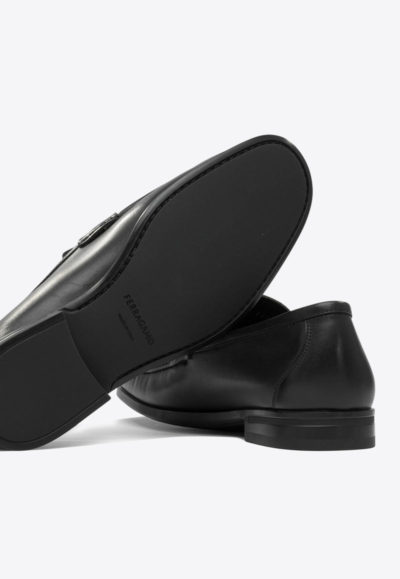 Ferragamo Alain Gancini Leather Loafers Black 0784274_e8dcb304-0528-4467-b188-d0f7541f886c