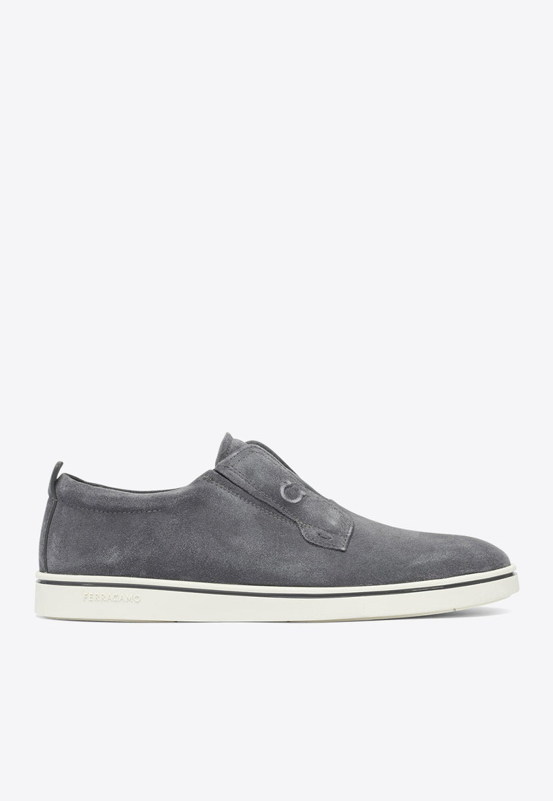 Ferragamo Alfie Suede Low-Top Sneakers Gray 0784326_82223