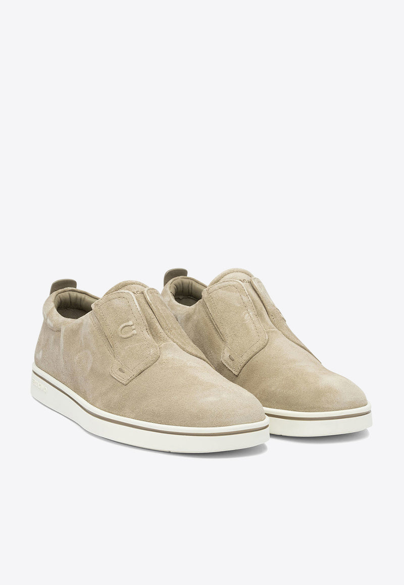 Ferragamo Alfie Suede Low-Top Sneakers Beige 0784328_82239
