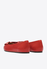 Ferragamo Gwen Bow Leather Pointed-Toe Flats Red 0784991_82231