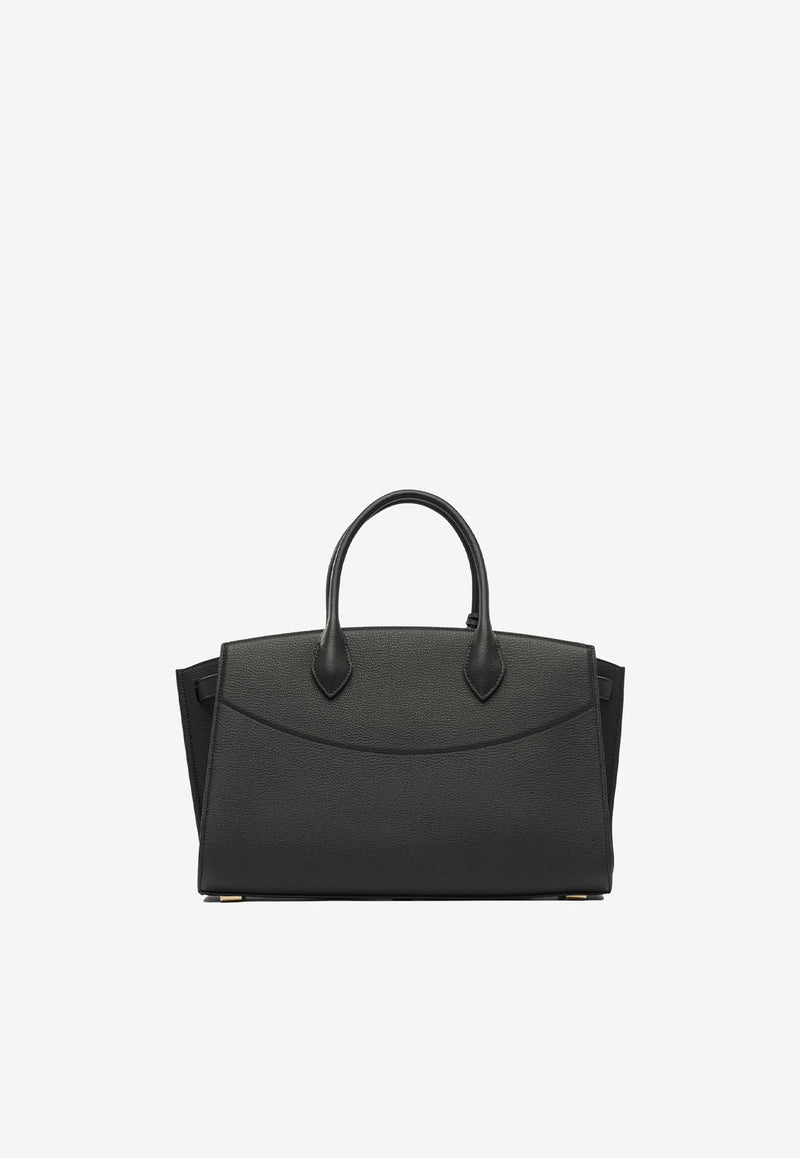 Ferragamo Large Studio Leather Top Handle Bag Black 0785995_82415