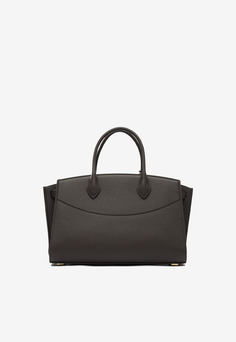 Ferragamo Large Studio Leather Top Handle Bag Brown 0785996_82236