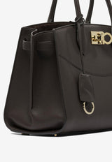 Ferragamo Large Studio Leather Top Handle Bag Brown 0785996_82236