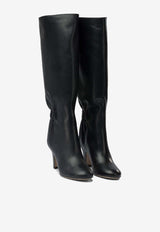 Ferragamo Jannette 70 Ruched Knee-High Leather Boots Black 0786902_1f473a20-8261-418f-bf73-a02b7603987b