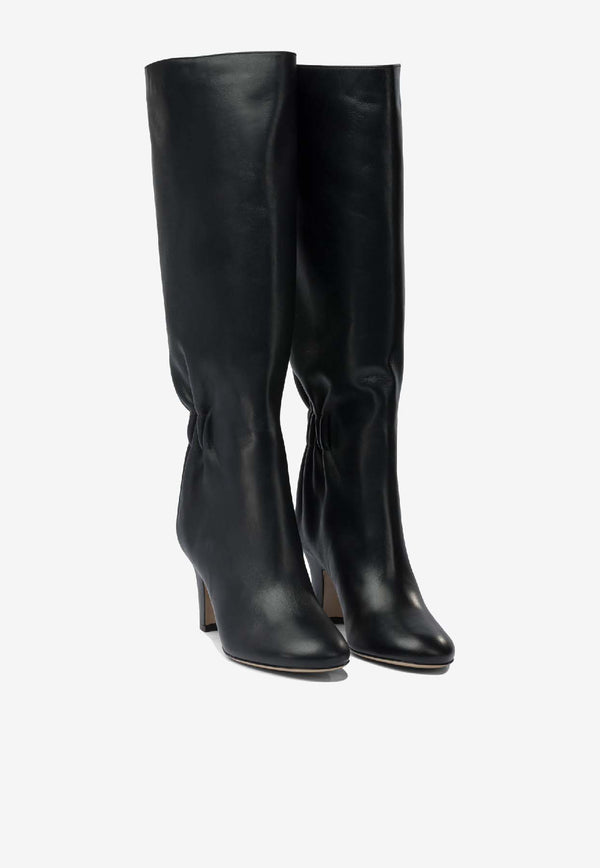 Ferragamo Jannette 70 Ruched Knee-High Leather Boots Black 0786902_1f473a20-8261-418f-bf73-a02b7603987b