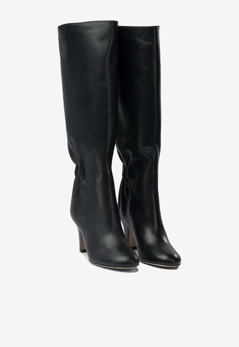 Ferragamo Jannette 70 Ruched Knee-High Leather Boots Black 0786902_1f473a20-8261-418f-bf73-a02b7603987b