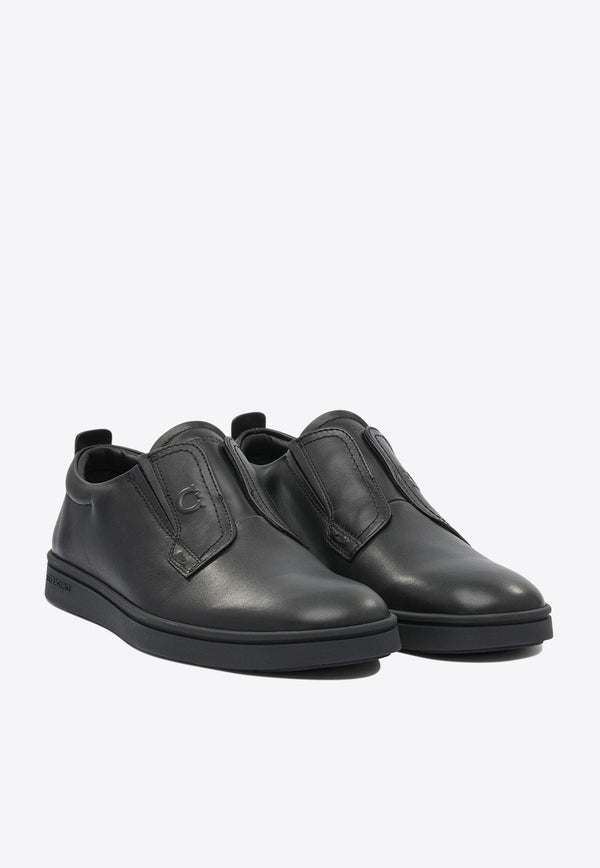 Ferragamo Alfie Leather Low-Top Sneakers Black 0787042_82775