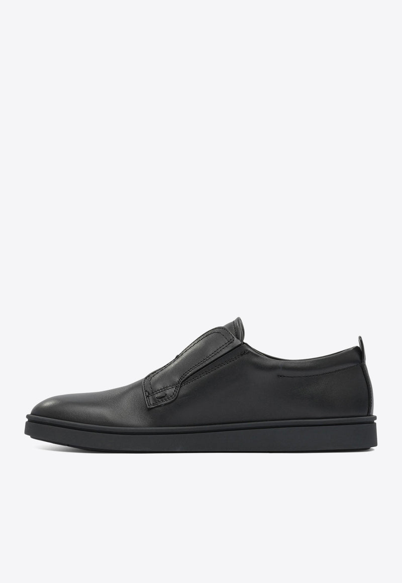 Ferragamo Alfie Leather Low-Top Sneakers Black 0787042_82775