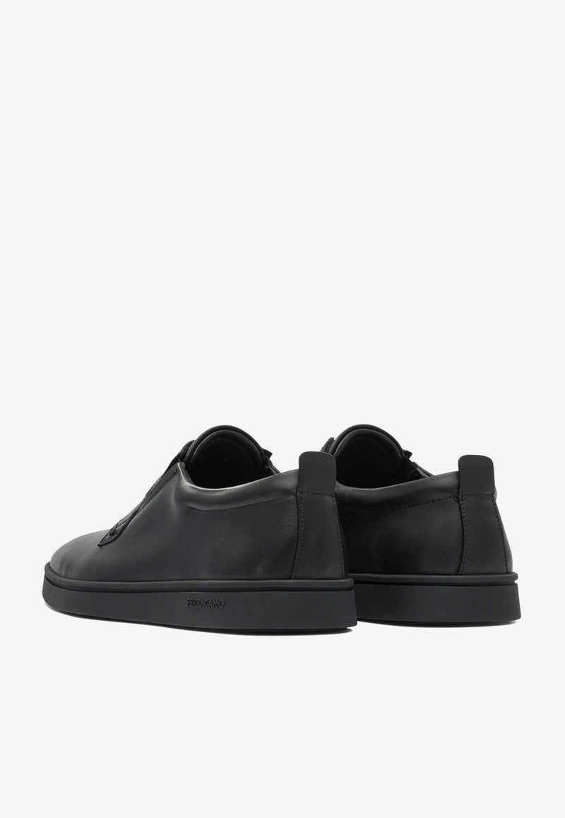 Ferragamo Alfie Leather Low-Top Sneakers Black 0787042_82775