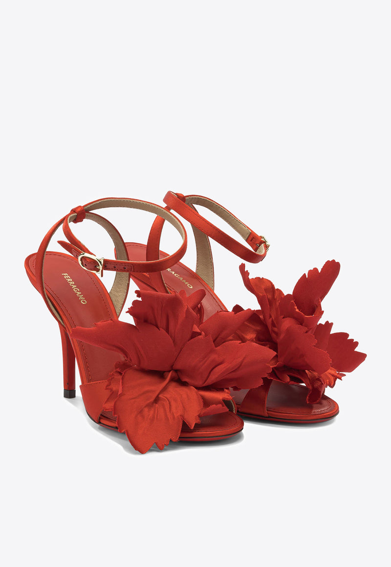 Ferragamo Ghilly 95 Flower Satin Sandals Red 0787597_3577a0b2-5219-4271-8104-b4313a86e4b7