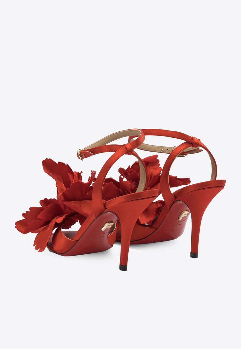 Ferragamo Ghilly 95 Flower Satin Sandals Red 0787597_3577a0b2-5219-4271-8104-b4313a86e4b7
