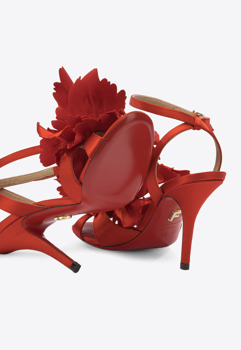 Ferragamo Ghilly 95 Flower Satin Sandals Red 0787597_3577a0b2-5219-4271-8104-b4313a86e4b7