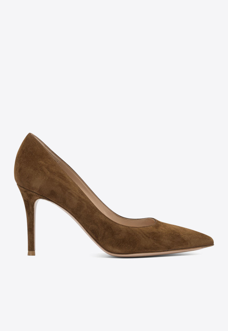 Gianvito Rossi Gianvito 85 Suede Pumps Camel G2458085RICTEXAS_82865