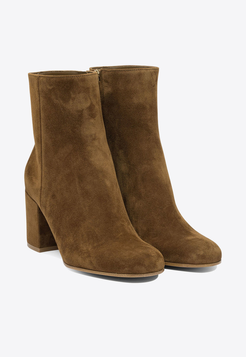 Gianvito Rossi Joelle 70 Suede Ankle Boots Brown G7306570RICTEXAS_82883