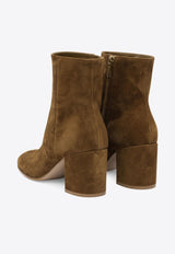 Gianvito Rossi Joelle 70 Suede Ankle Boots Brown G7306570RICTEXAS_82883