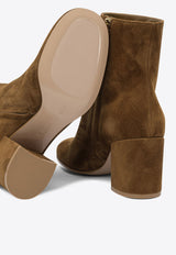 Gianvito Rossi Joelle 70 Suede Ankle Boots Brown G7306570RICTEXAS_82883