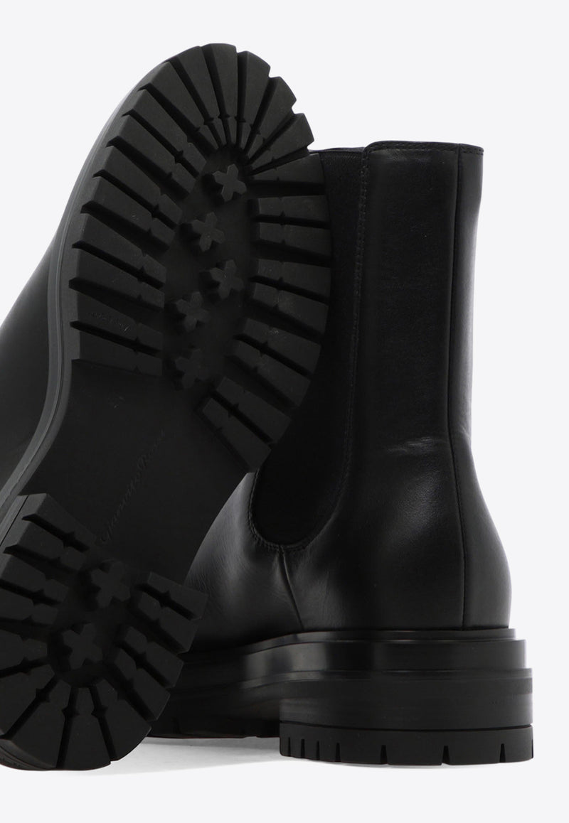 Gianvito Rossi Chester Leather Ankle Boots Black G7346220GOMBLACK_82774