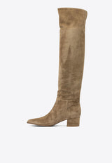 Gianvito Rossi Piper 45 Over-the-Knee Suede Boots Beige G8023345RICCAMEL_82793