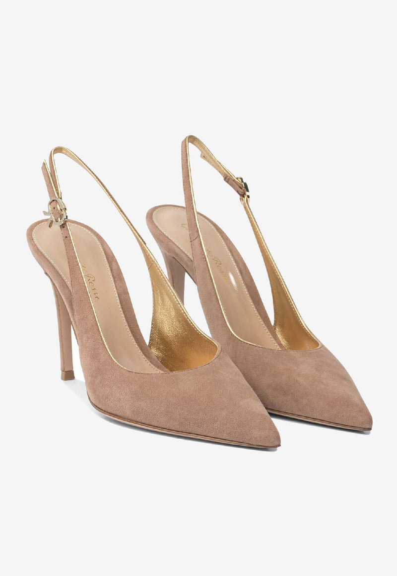 Gianvito Rossi Yves 100 Slingback Suede Pumps Blush G9553295RICPRALINE+MEKONG_889ef6ae-1808-4481-9620-4b3ca5ecefcb