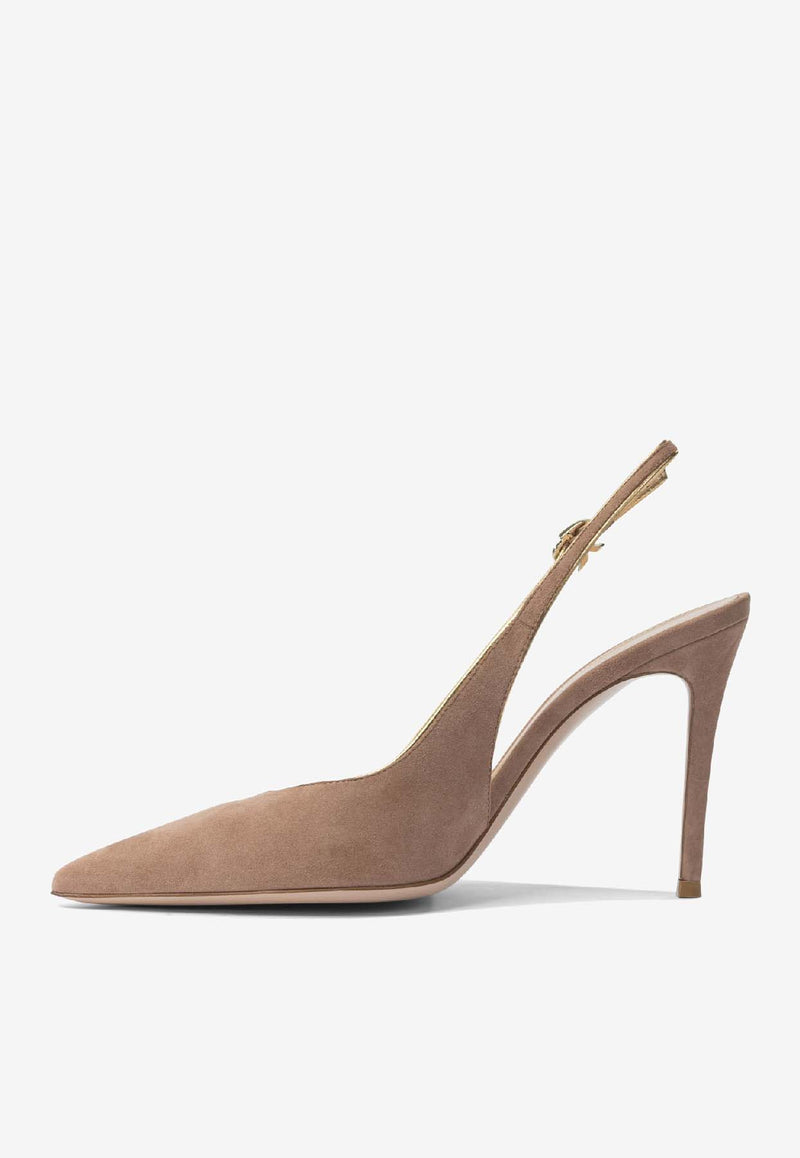 Gianvito Rossi Yves 100 Slingback Suede Pumps Blush G9553295RICPRALINE+MEKONG_889ef6ae-1808-4481-9620-4b3ca5ecefcb