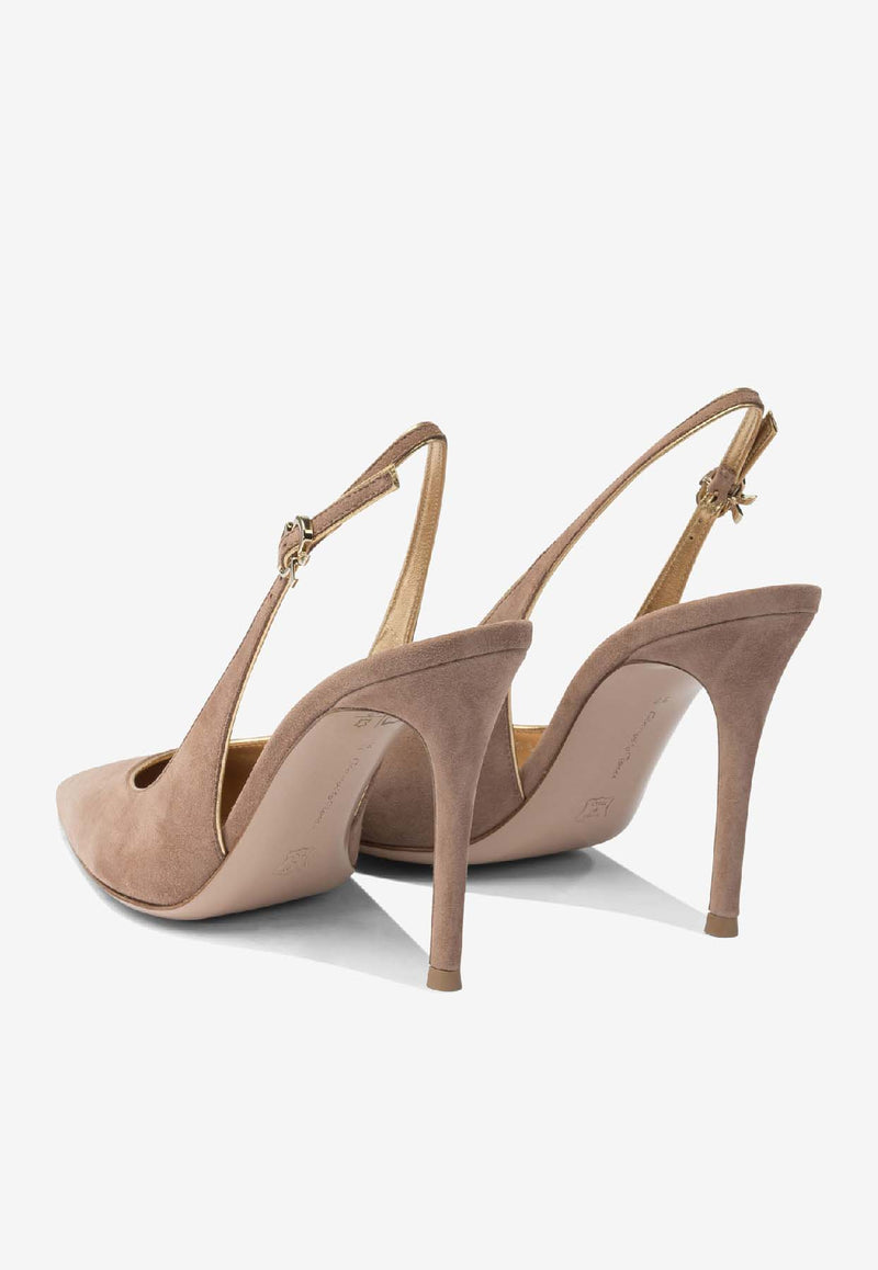 Gianvito Rossi Yves 100 Slingback Suede Pumps Blush G9553295RICPRALINE+MEKONG_889ef6ae-1808-4481-9620-4b3ca5ecefcb