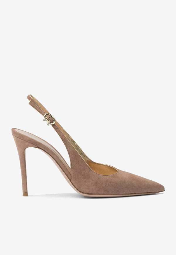 Gianvito Rossi Yves 100 Slingback Suede Pumps Blush G9553295RICPRALINE+MEKONG_889ef6ae-1808-4481-9620-4b3ca5ecefcb