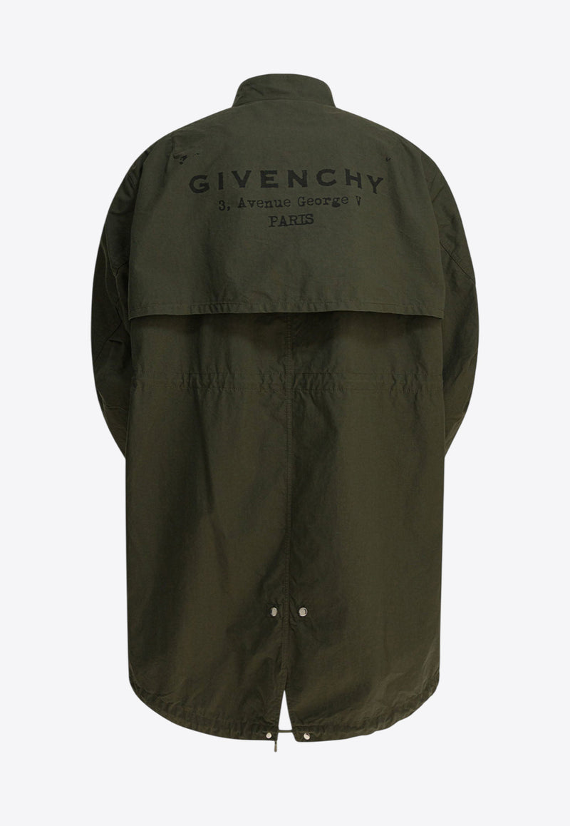 Givenchy Stamp Print Zip-Up Parka Jacket Khaki BM01D1164Z305_31f07a4d-3647-498a-bfa9-33cea5be89f2