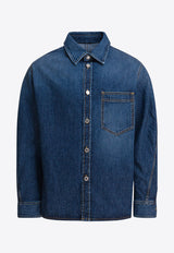 Givenchy Logo Patch Denim Overshirt Blue BM615W516L401_82315