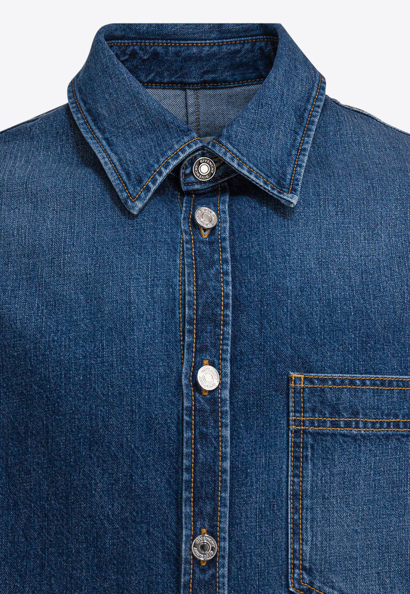 Givenchy Logo Patch Denim Overshirt Blue BM615W516L401_82315