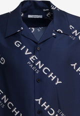 Givenchy All-Over Logo Print Silk Bowling Shirt  Blue BM616J1673410_34cd5aba-237a-469f-9b77-b283c7f64d45