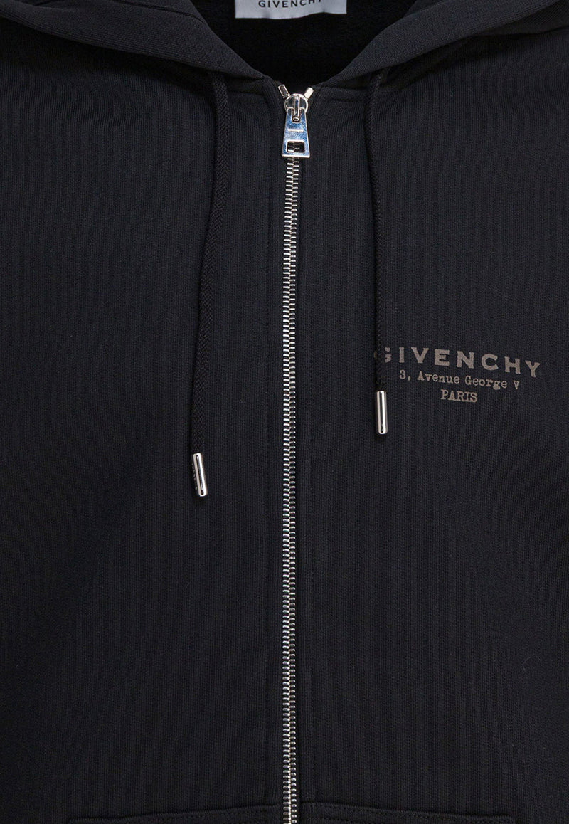 Givenchy Logo Stamp Zip-Up Hooded Sweatshirt Black BMJ0NJ3YRJ001_4454fad5-7569-495f-b1a8-710f5b03c2f4