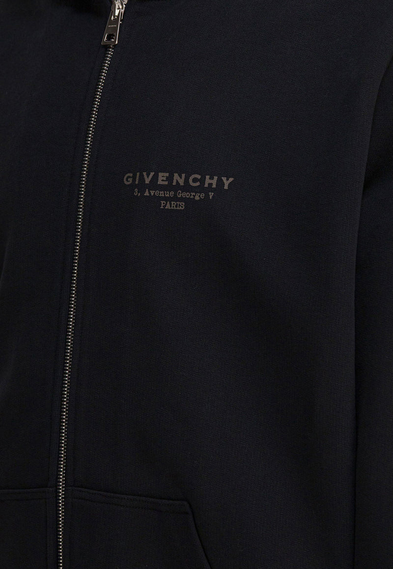 Givenchy Logo Stamp Zip-Up Hooded Sweatshirt Black BMJ0NJ3YRJ001_4454fad5-7569-495f-b1a8-710f5b03c2f4