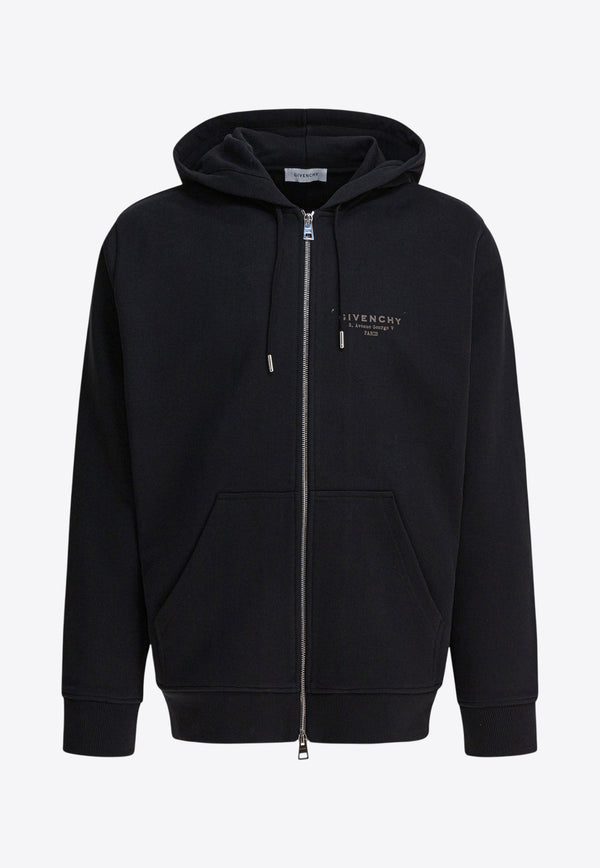 Givenchy Logo Stamp Zip-Up Hooded Sweatshirt Black BMJ0NJ3YRJ001_4454fad5-7569-495f-b1a8-710f5b03c2f4
