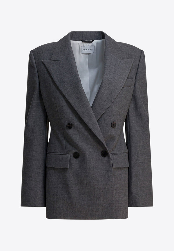 Givenchy Double-Breasted Wool Blazer  Gray BW30KW14FU030_aa9d3ee5-d651-4585-bb60-3982aa6be86b