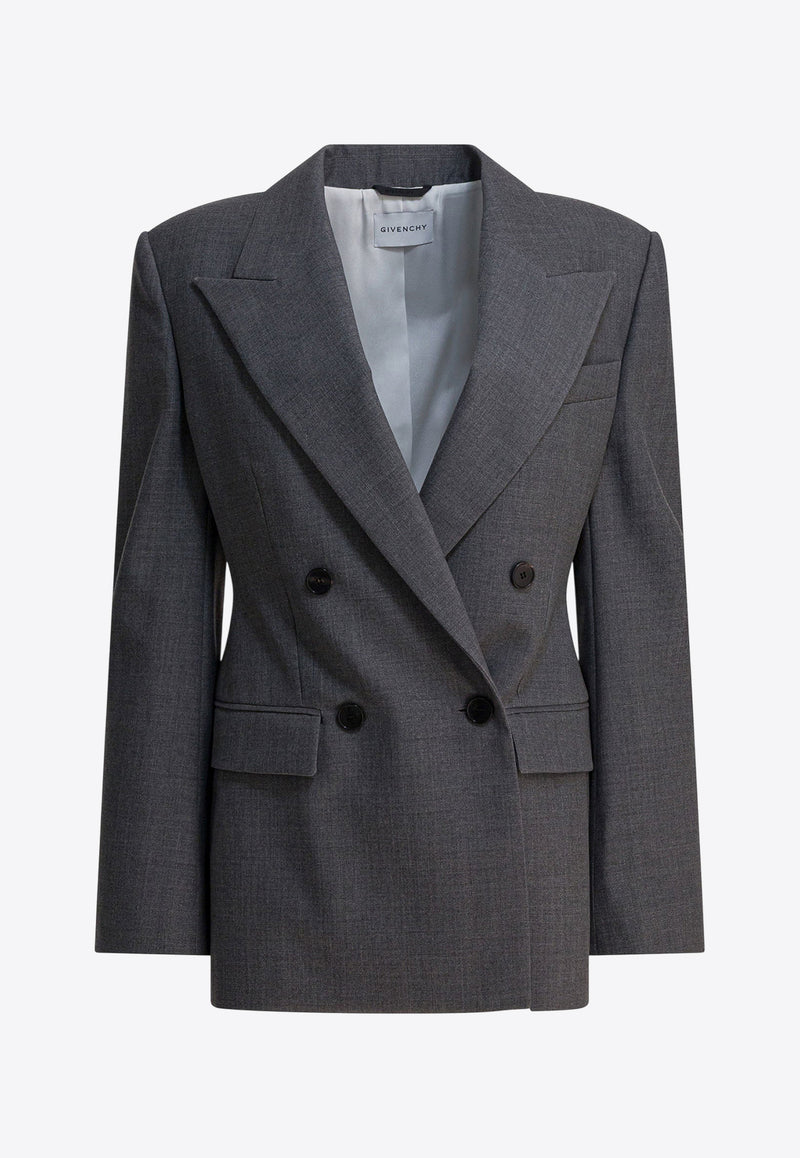 Givenchy Double-Breasted Wool Blazer  Gray BW30KW14FU030_aa9d3ee5-d651-4585-bb60-3982aa6be86b