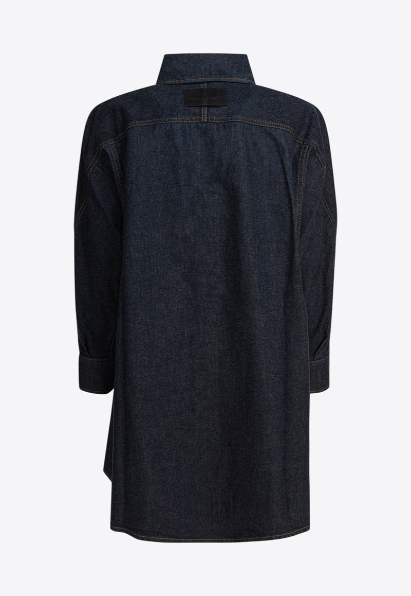 Givenchy Logo Embroidered Denim Shirt Blue BW61F1516P401_82455