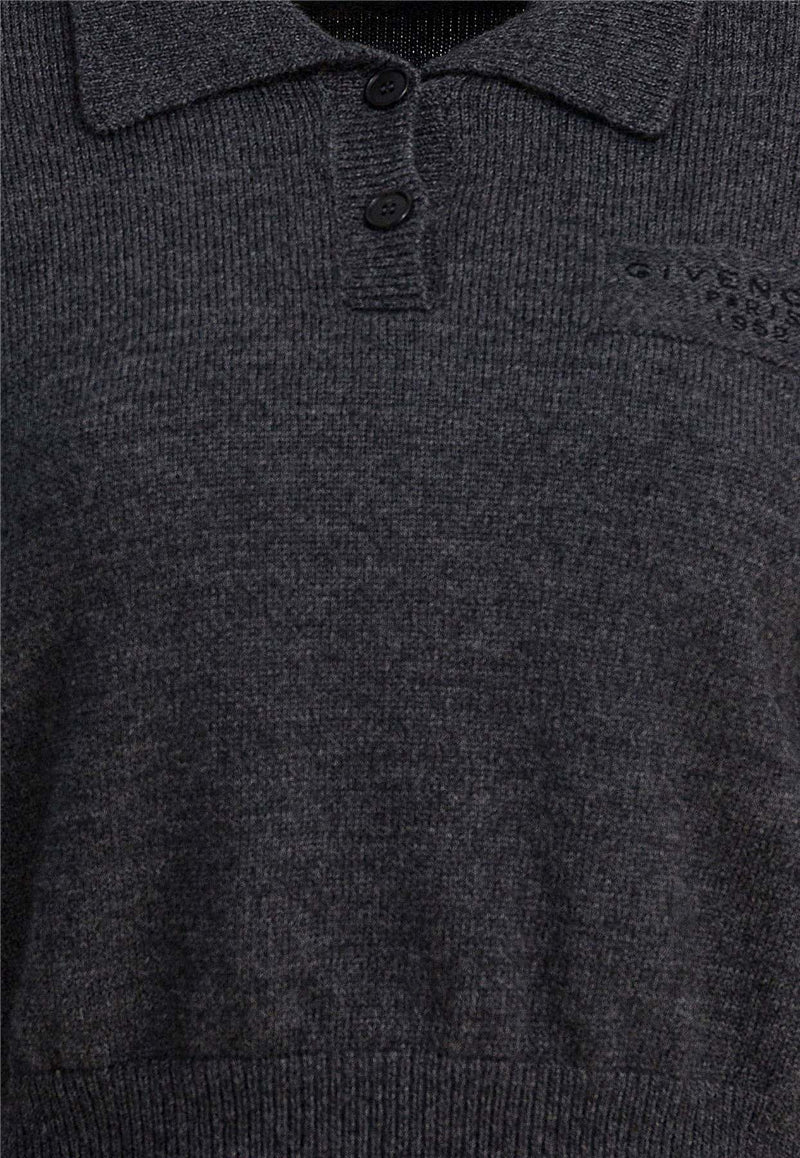 Givenchy Wool Knit Cropped Polo Shirt Gray BWL0094ZSM033_a4157eb3-6ffc-4630-95b7-ade7a23724a7