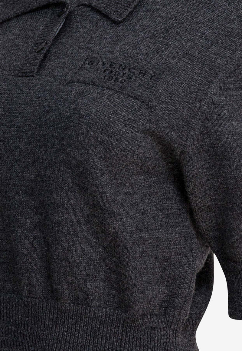 Givenchy Wool Knit Cropped Polo Shirt Gray BWL0094ZSM033_a4157eb3-6ffc-4630-95b7-ade7a23724a7